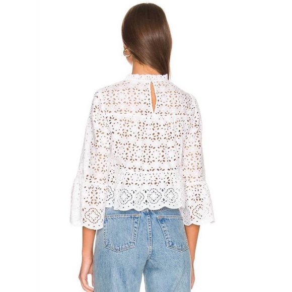 Veronica Beard Emmalyn Eyelet Top in White size 2 - Picture 3 of 16